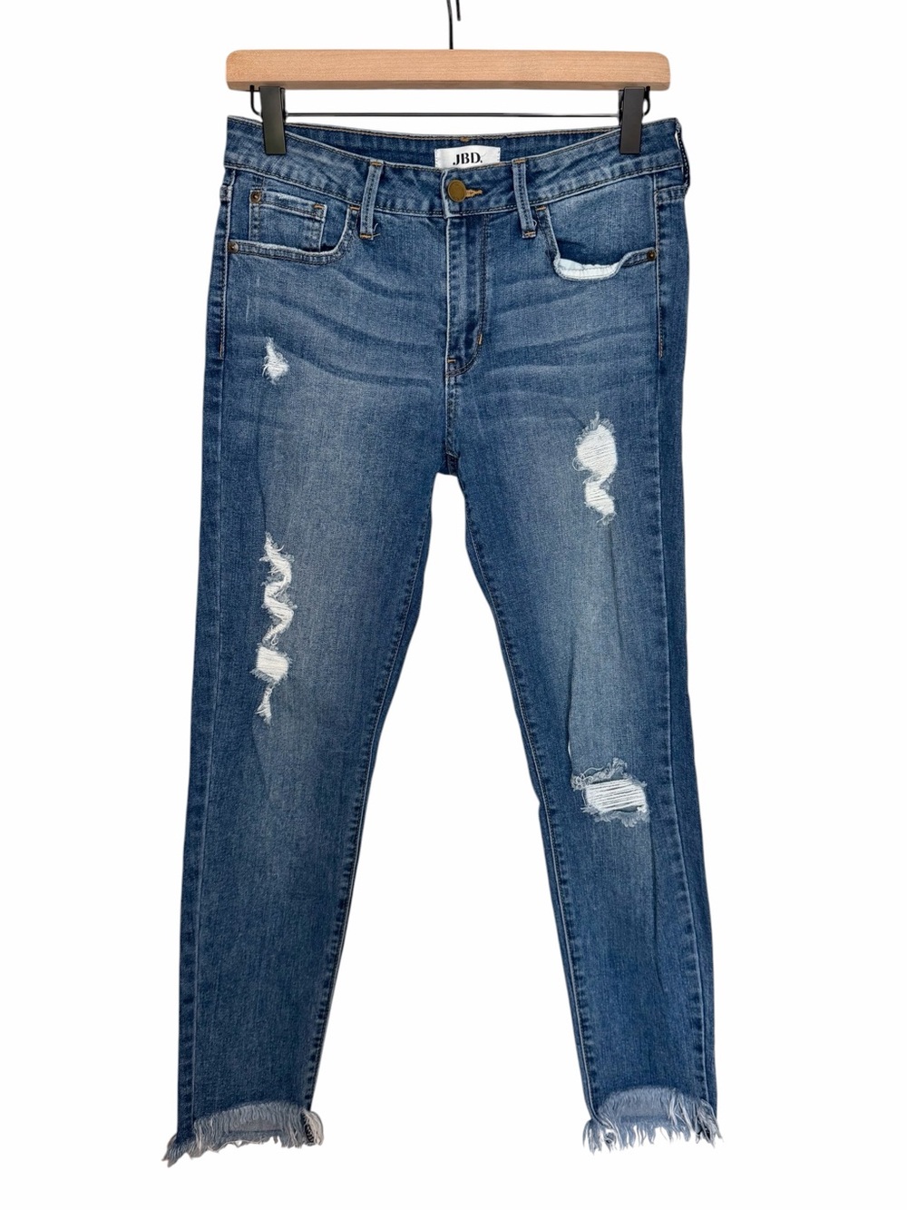 JBD Fringed Distressed Ankle Skinny Jeans - Size 28